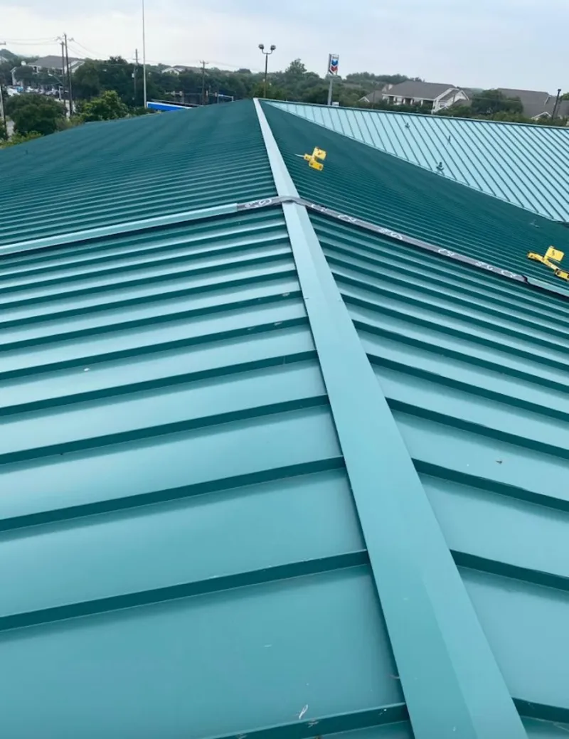 Green commercial metal roof ridge and valley for Metal Roof Repair in Danville